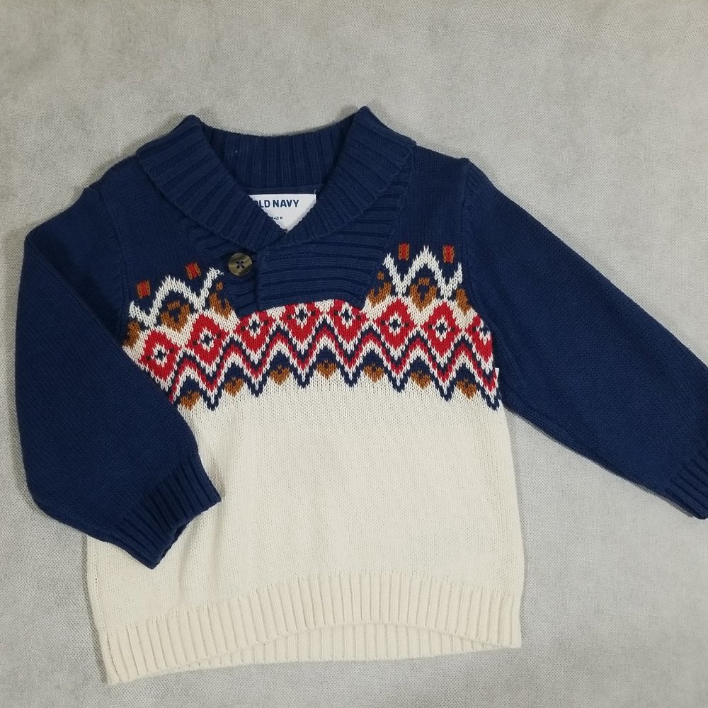 Old Navy Knit Sweater with Mock Button Neck Boys Size 6-12 mo